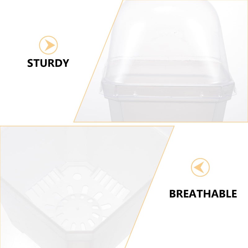 Kichvoe 5pcs Thickened Plastic Plant Germination Pots with Lids Semi Square Flowerpots for Seed Starting - Image 3